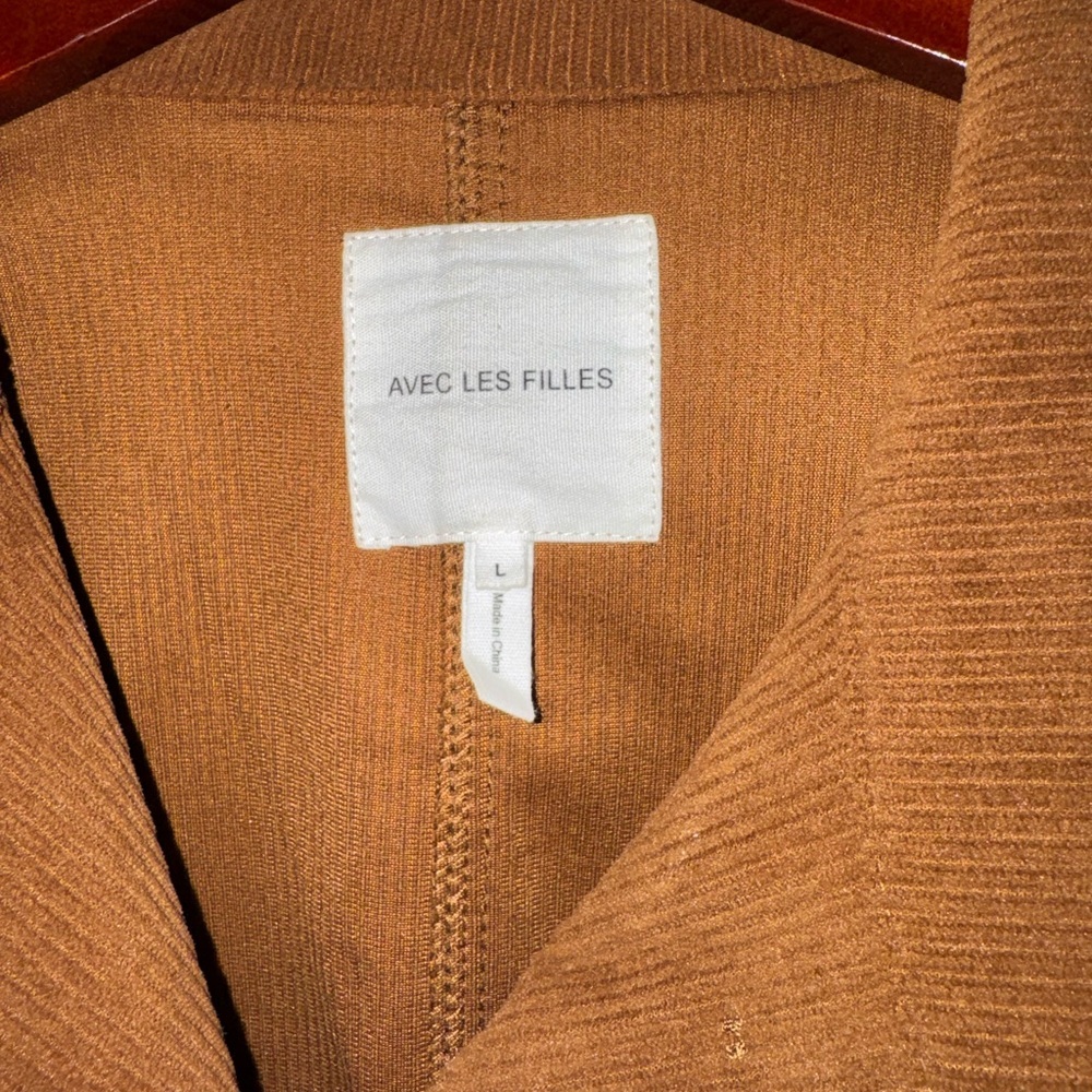 Avec Les Filles Brown Corduroy Cropped Jacket Button Front Size Large - Picture 4 of 5
